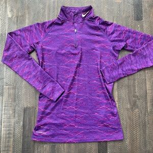 WOMENS Nike pro Combat Purple Fitted Long Sleeve  Medium 1/4 zip